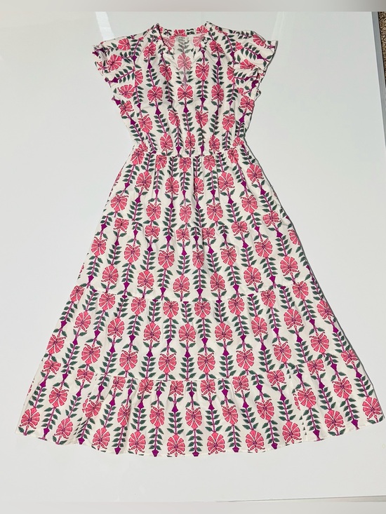 J. Crew Dresses & Skirts - J.CREW Printed V-Neck Puff-Sleeve Maxi Dress Sz 4 Ivory Flamingo Floral NWOT